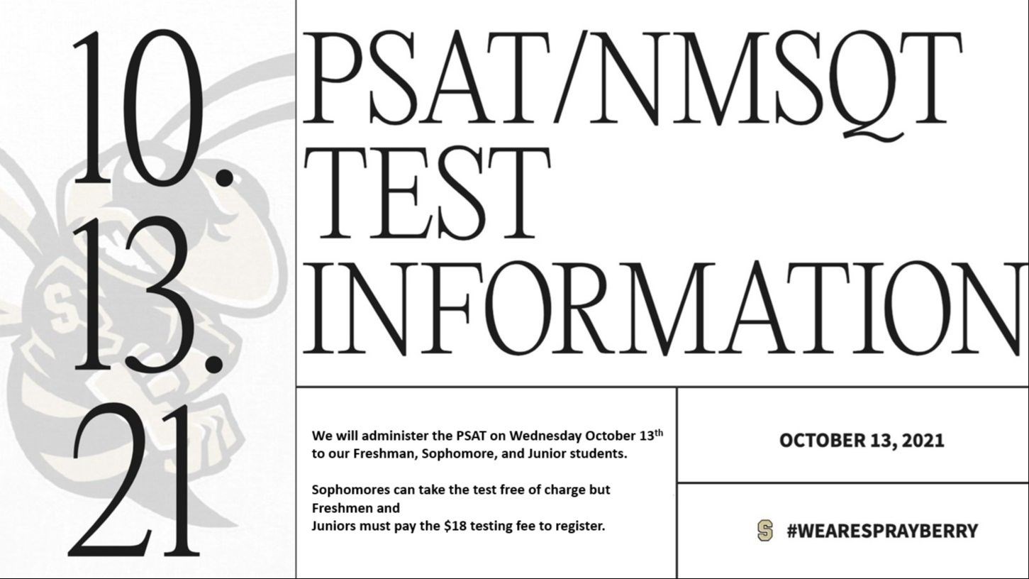 PSAT Administration DEADLINE TO REGISTER IS TODAY!